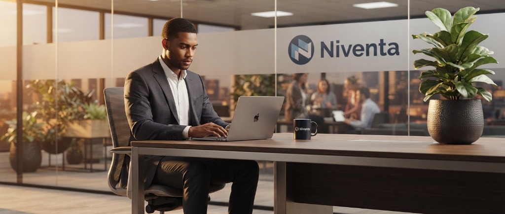 A Niventa consultant at work in the Niventa office